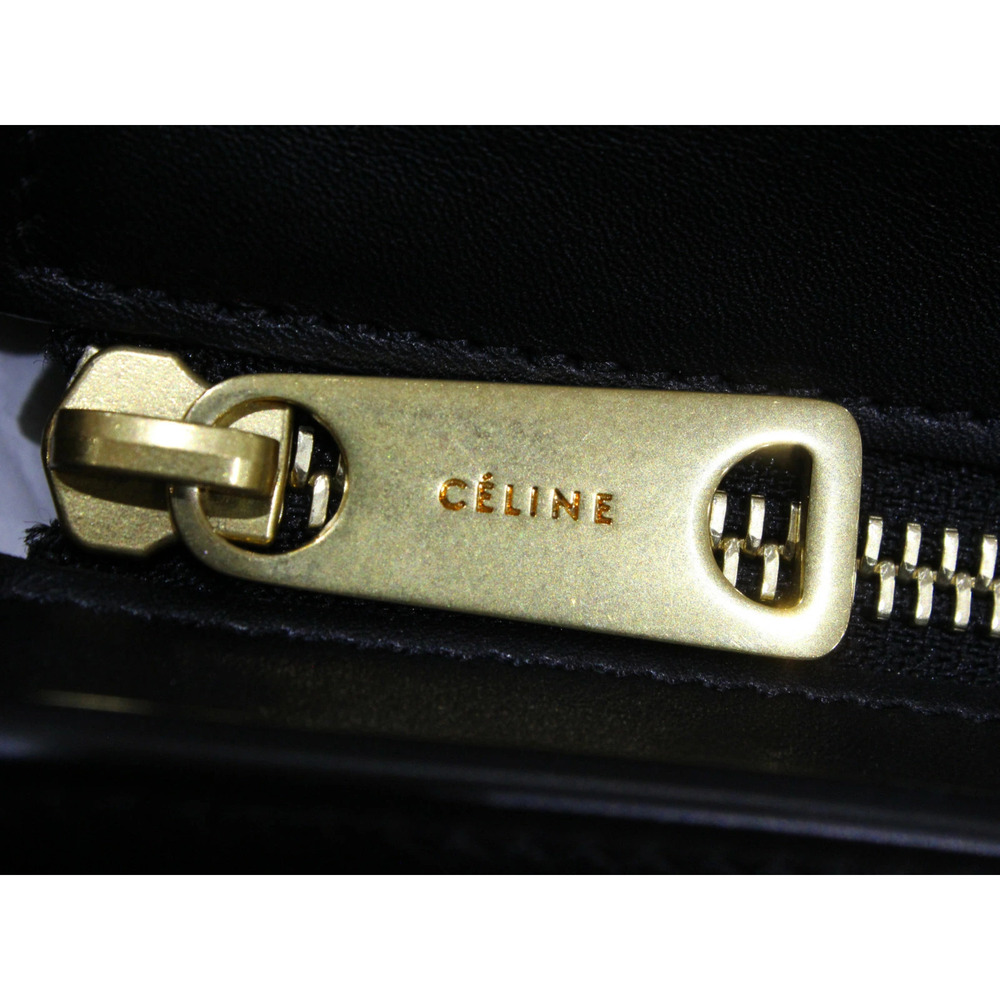 CELINE Trapeze Blue Black Beige Leather Suede 2way Shoulder Bag - Picture 7 of 9